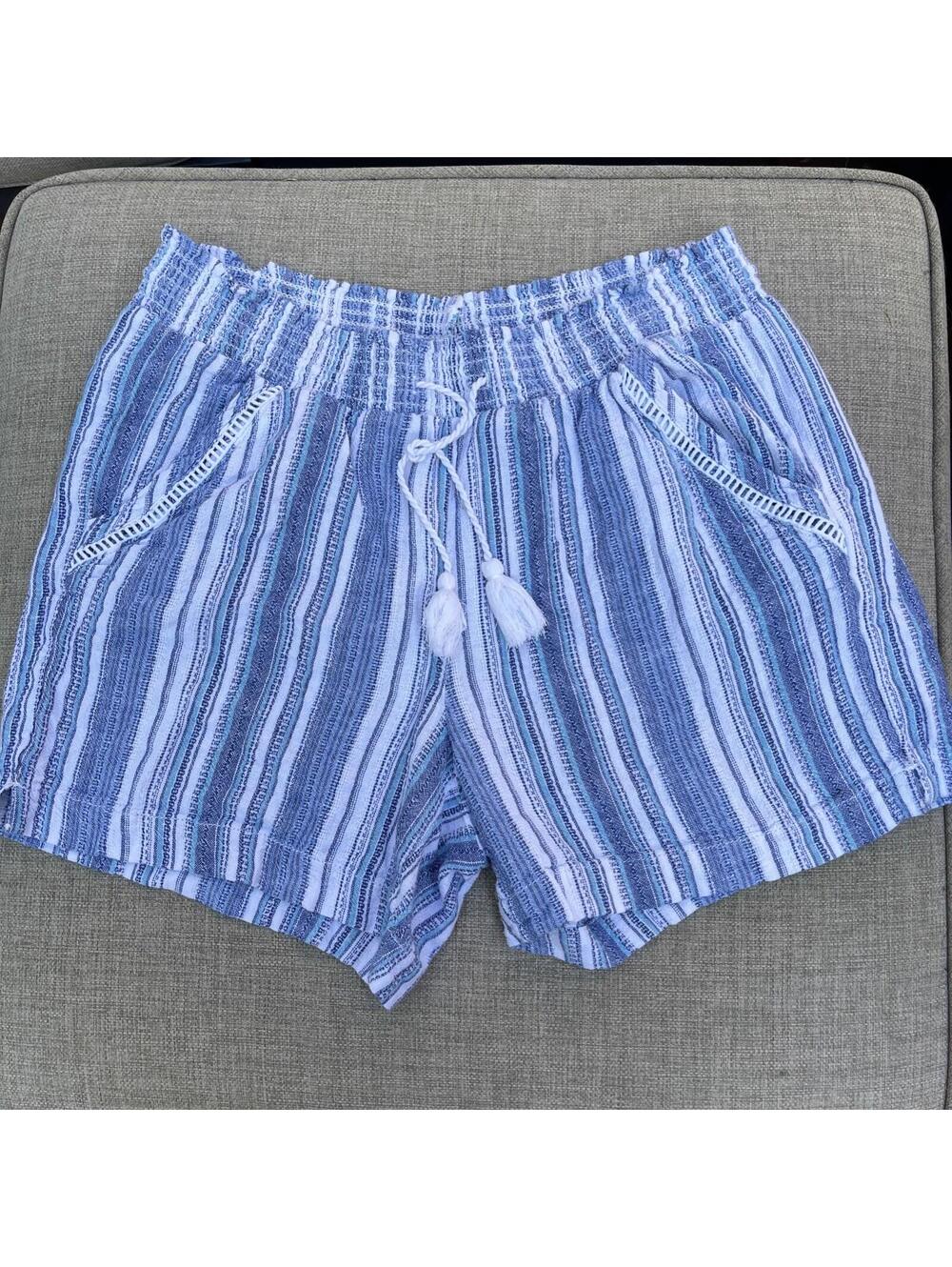Briggs Cotton Beach Blues And White Women’s Shorts Sz M